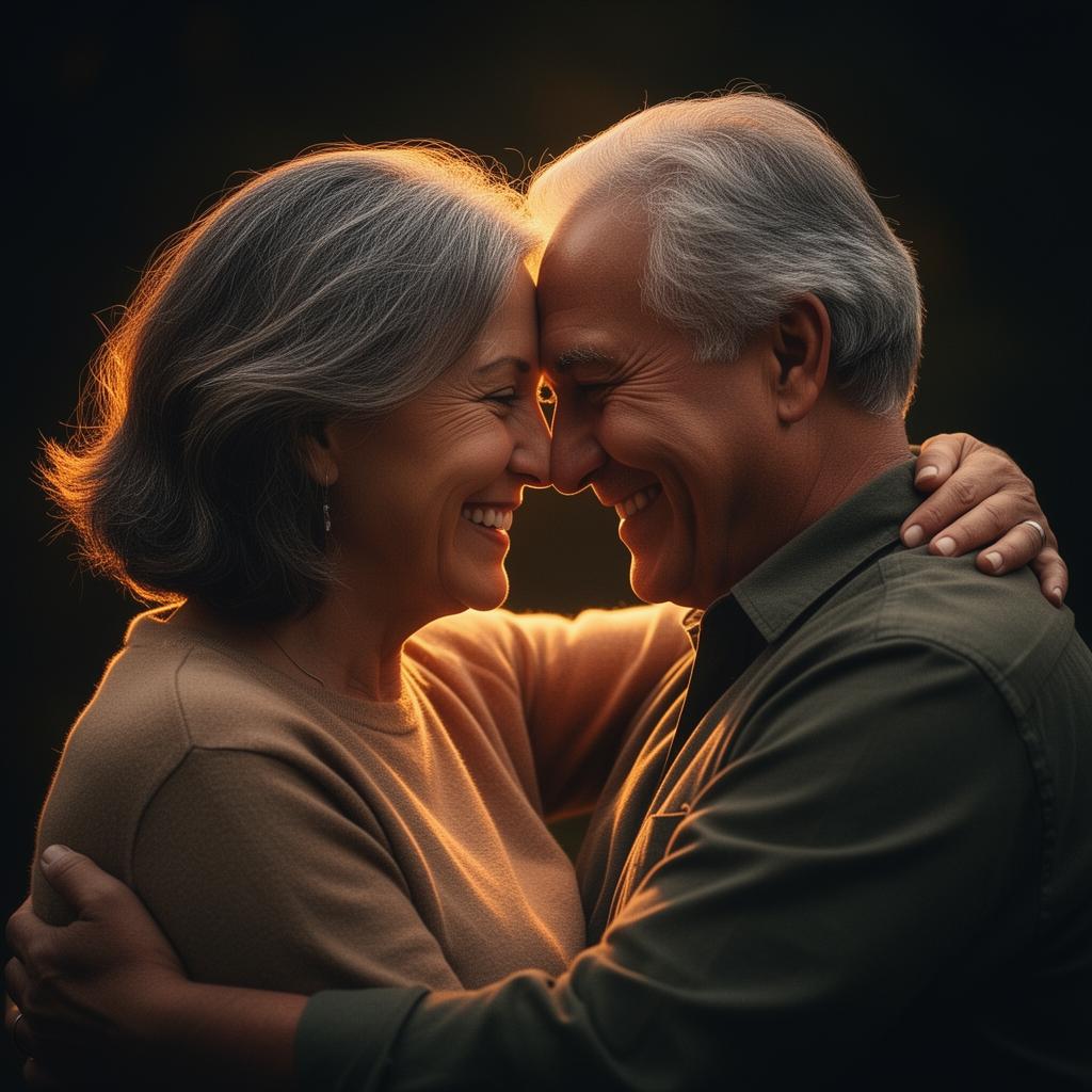 Pareja madura reconectando con cariño y confianza