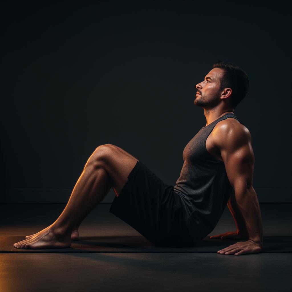 Hombre entrenando suelo pélvico y respiración en casa